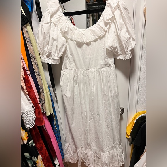 DÔEN Lupine White Ruched Tiered Maxi Sundress - Picture 4 of 16